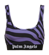 Palm Angels Zebra-print Sports Bra In Purple Black