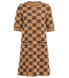 Gucci Soft Wool Crew-neck Dress In Camel/brown