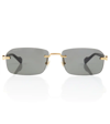 Gucci Rectangular Narrow Rimless Sunglasses In 0
