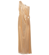 OSEREE ONE-SHOULDER LAMÉ GOWN