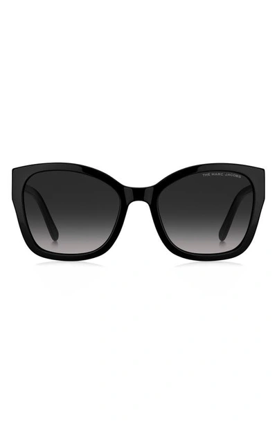 Marc Jacobs 56mm Gradient Round Sunglasses In Black / Grey Shaded
