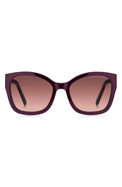 Marc Jacobs 56mm Gradient Round Sunglasses In Burgundy / Burgundy Shaded