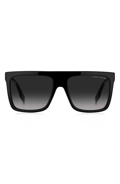 Marc Jacobs 57mm Flat Top Sunglasses In Black / Grey Shaded