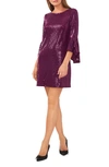 Vince Camuto Sequin Bell Sleeve Minidress In Arresting Plum