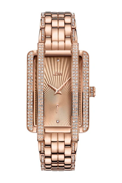 Jbw Women's Mink Diamond (1/8 Ct.t.w.) 18k Rose Gold Plated Stainless Steel Watch In Gold / Gold Tone / Rose / Rose Gold / Rose Gold Tone