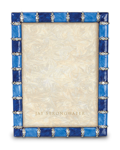 Jay Strongwater Pierce Striped 5" X 7" Picture Frame In Indigo