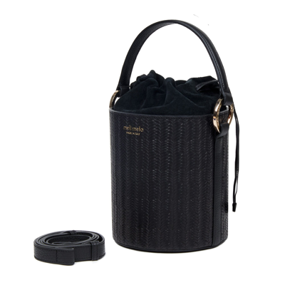 Meli Melo Santina Black Woven Bucket Bag For Women