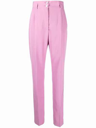 Dolce & Gabbana Buttoned Straight Leg Trousers In Lilac