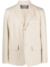 Jacquemus Disgreghi Slub Woven Blazer In Beige