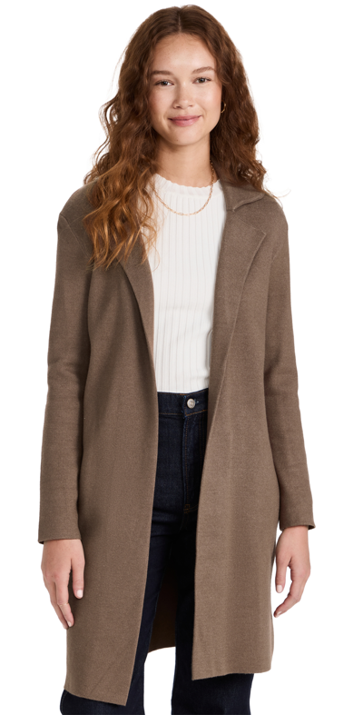 Monrow Supersoft Sweater Knit Cardigan In Dusty Cocoa