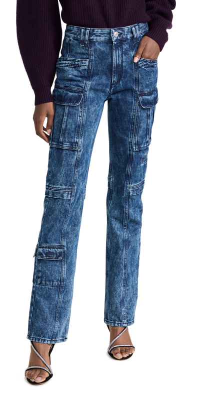 Isabel Marant Vokayo Utility Straight Leg Nonstretch Jeans In Blue