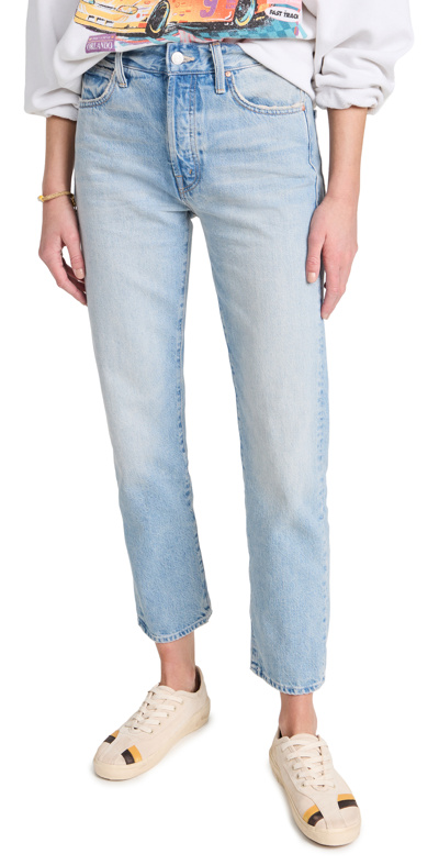 Mother Petites The Lil Mid Rise Hiker Hover Fight For Your Right Jeans In Blue - Size 23
