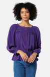 Joie Asseline Ruffle-trim Blouson-sleeve Blouse In Purple