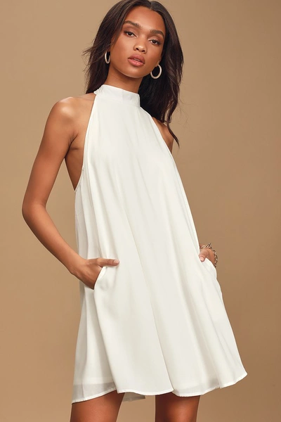 Lulus Love Of Mine White Halter Swing Dress