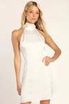 Lulus Infinite Admiration White Satin Halter Mini Dress In White