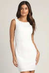 Lulus Devoted Lover White Backless Knotted Bodycon Mini Dress In White