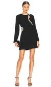 Jonathan Simkhai Katharine Diamante Embroidery Long Sleeve Minidress In Black