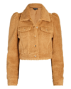 RETROFÉTE BRIE PUFF-SLEEVE TEDDY CROPPED JACKET