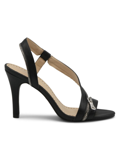 Adrienne Vittadini Gabriella Zip Heeled Sandal In Black