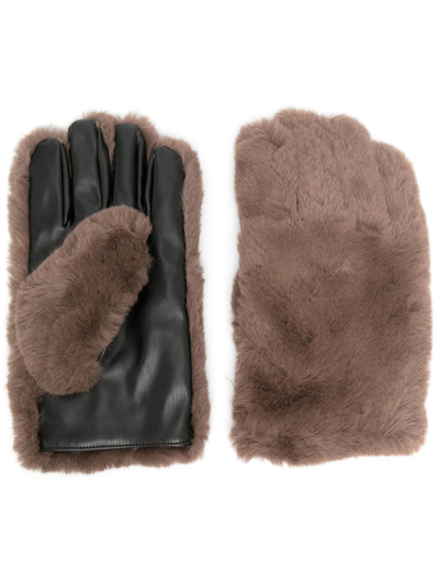 Stand Studio Faux-fur Carmen Gloves In Brown