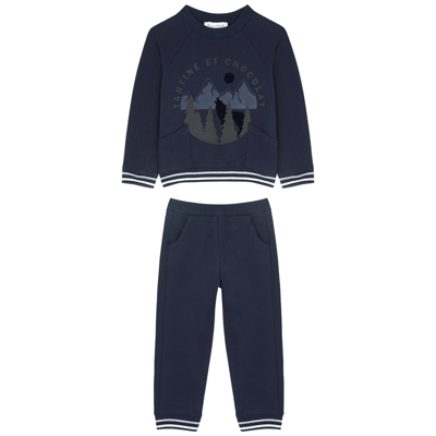 Tartine Et Chocolat Kids Printed Stretch-cotton Tracksuit (4 Years) In Navy & Other