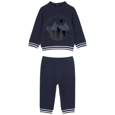 Tartine Et Chocolat Kids Printed Stretch-cotton Tracksuit (18 Months-3 Years) In Navy & Other