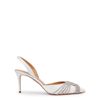 Aquazzura Gatsby 75 Crystal-embellished Satin Slingback Pumps