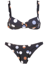 BRIGITTE POLKA DOT-PRINT BALCONETTE BIKINI SET