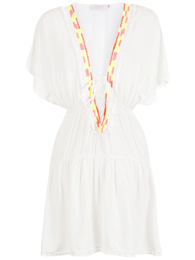 Brigitte Embroidered Cotton Dress In White