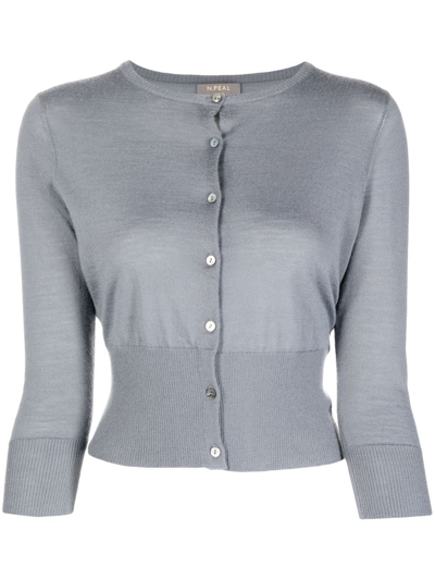N.peal Round-neck Button-down Cardigan In Grey