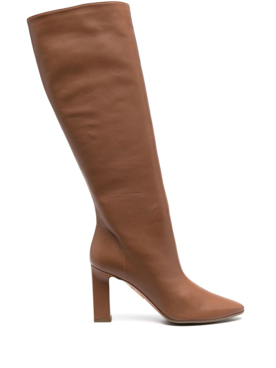 Aquazzura Manzoni 85mm Knee-high Boots In Brown