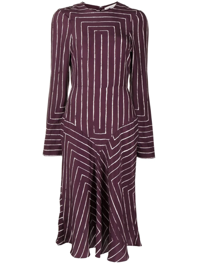 Stella Mccartney Tilted Stripe Silk Dress In Aubergine