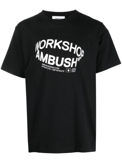 Ambush Revolve Logo-print T-shirt In Black Off White