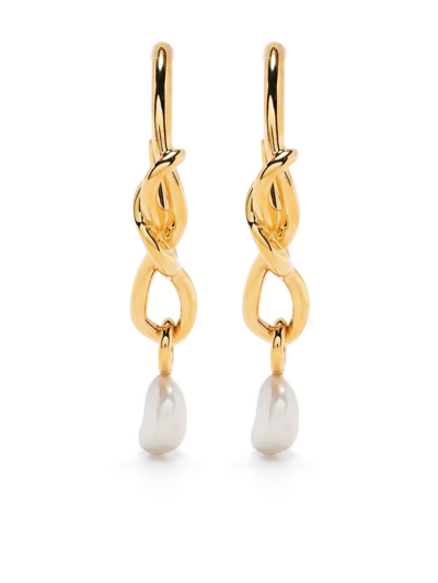 Missoma Pearl Drop Earrings In Gold