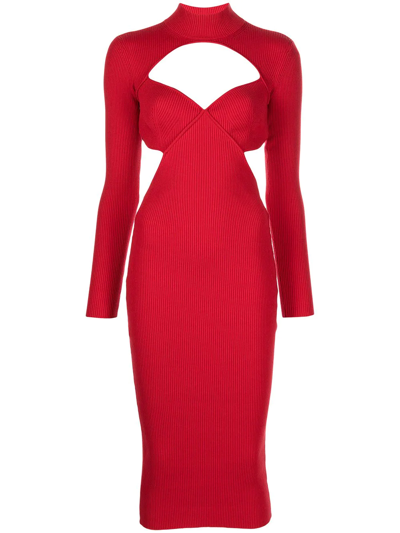 Fleur Du Mal Cut-out Detail Midi Dress In Red