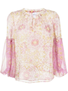 Misa Renata Floral-print Chiffon Blouse In Rosa