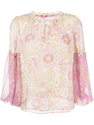 Misa Renata Floral-print Chiffon Blouse In Multi