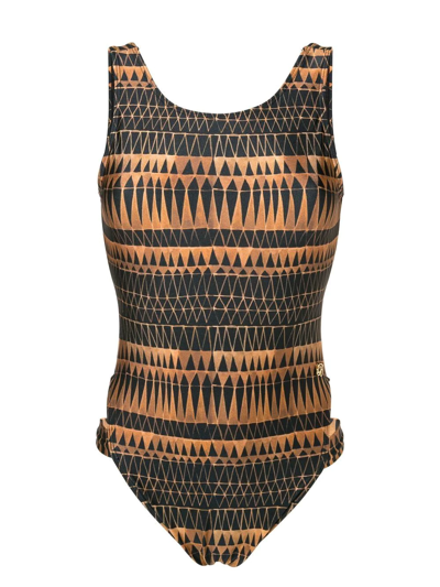 Brigitte Graphic-print Open Back Swimsuit In Multicolour