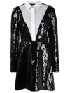 Giambattista Valli Sequin Embellished Lace-insert Mini Shirtdress In Schwarz