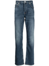 Frame Low-rise Straight Jeans In Blau