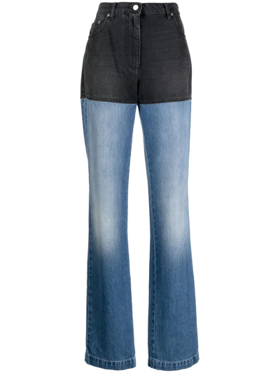 Peter Do Two Tone High Rise Straight Leg Jeans Blue Black