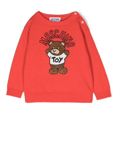 Moschino Babies' Teddy Bear Logo-embroidered Jumper In Rot