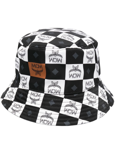 Mcm Check Bucket Hat - 150th Anniversary Exclusive In Black/white