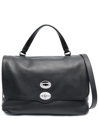 Zanellato Leather Tote Bag In Black Nero