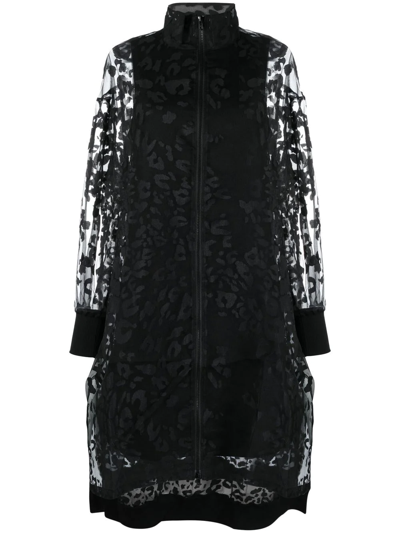 Y-3 Sheer Leopard Print Midi Dress In Black