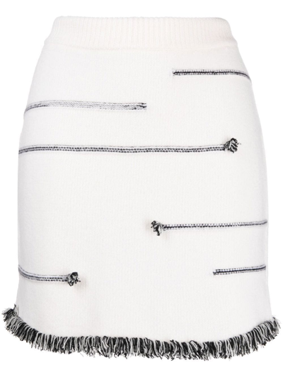 Sonia Rykiel Contrasting-stitch Detail Skirt In White