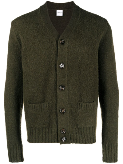 Aspesi Button-up Wool Cardigan In Grün
