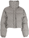 Misbhv Monogram-print Cropped Puffer Jacket In Nude