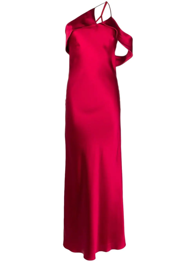 Michelle Mason Bias-cut One-shoulder Gown In Red