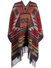 Dsquared2 Fringed Hem V-neck Oversized Cape In Rot